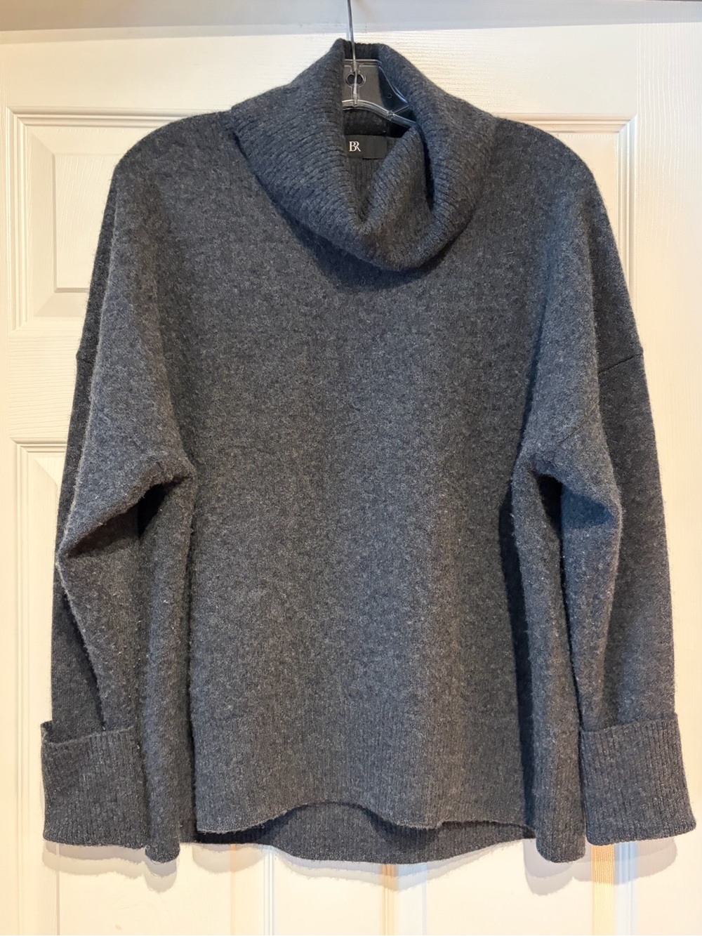 Banana Republic Heathered Charcoal Gray Cowl Neck Cashmere Sweater